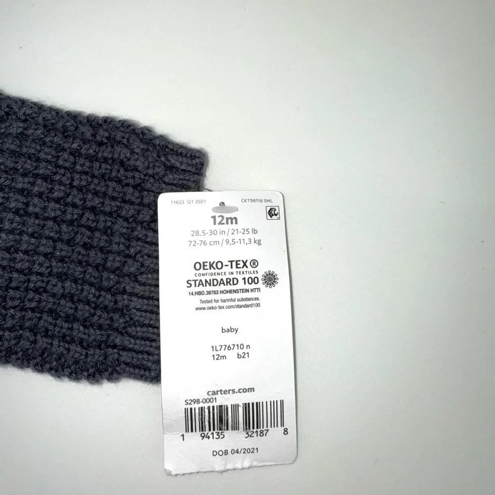 Carter's Dark Gray Bear Ears Sweater - New!